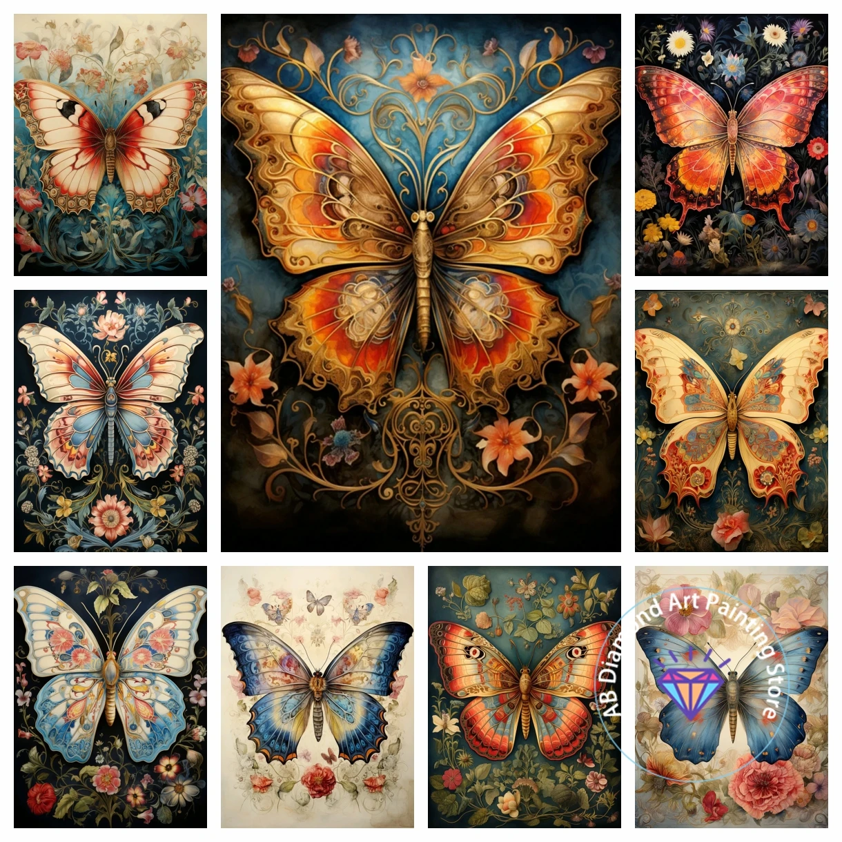 

Fresh Mandala Butterfly Abstract Art Flower AB Diamond Painting Kit 5D DIY Cross Stitch Handmade Art Gift Crafts Home Decor Gift
