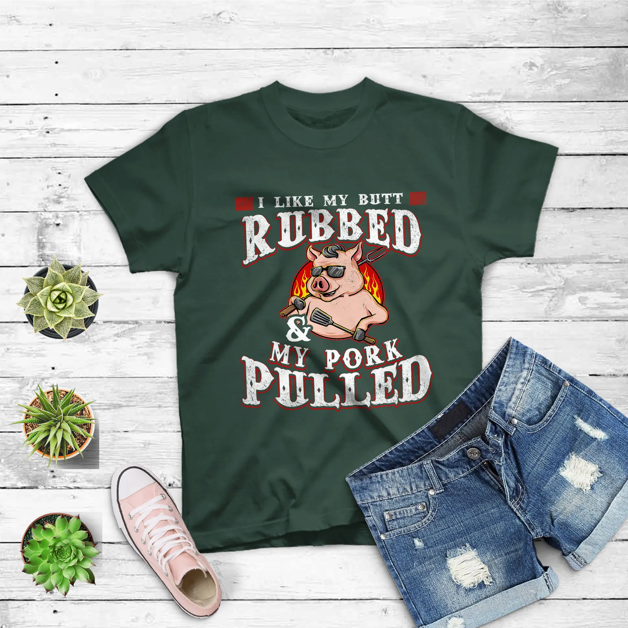 I Like My Butt Rubbed And Pork Pulled T Shirt Meat Lover