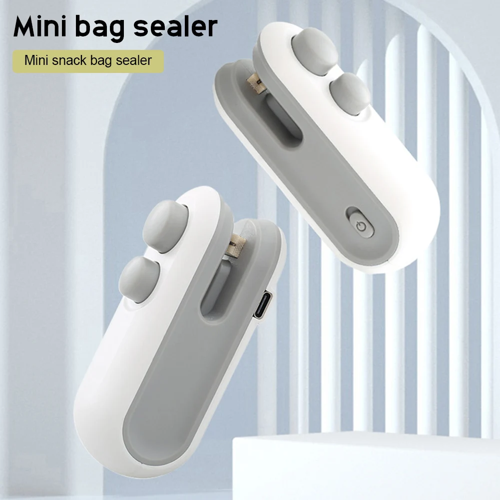 2 in 1 Mini Bag Sealer USB Rechargeable Bag Sealer Heat Seal Chip Bag Sealer for Plastic Bags Food Storage Snacks Freshness