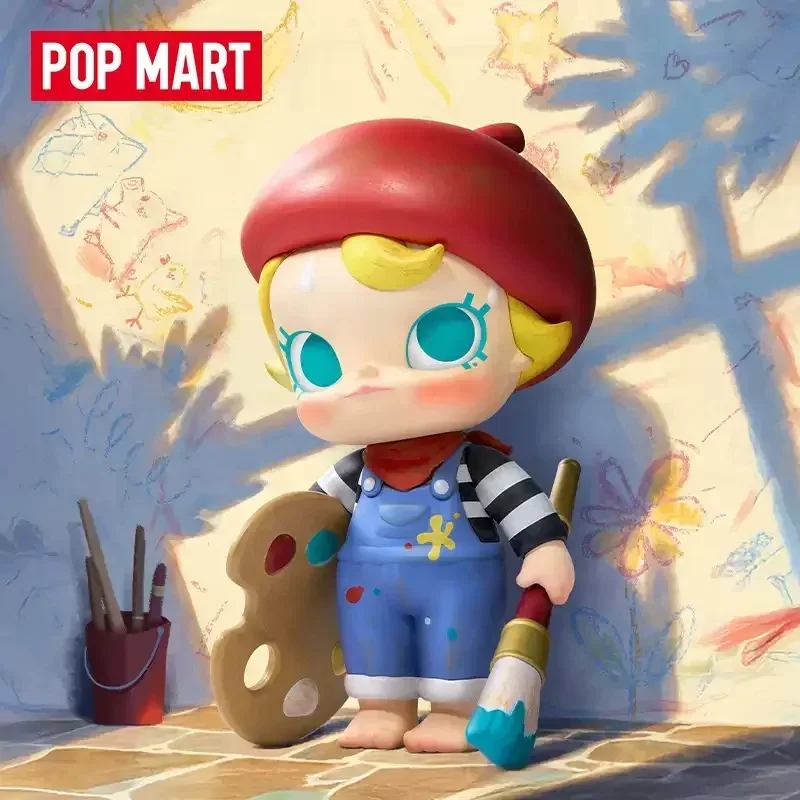 Pop mart bebê molly futuro pintor série caixa cega brinquedos kawaii anime figura de ação caixa caja surpresa caixa mistério bonecas meninas