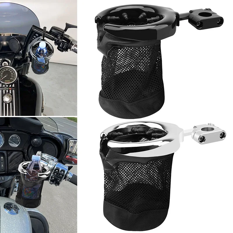 

Motorcycle Handlebar Cup Holder 22MM Metal Adjustable Drink Basket Chrome Black For Honda Kawasak Harley Custom Dyna Fat Bob