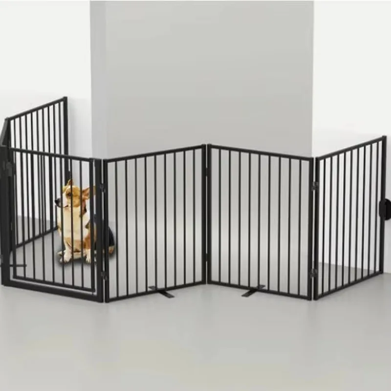 

Convenient Indoor/Outdoor Universal Pet Cage Iron Folding Fence Combination Independent Pet Door Offering Safety Protection