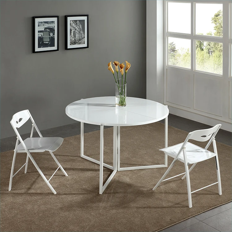 Luxe Slimme Bewaarbare Houten Ronde Salontafel Draagbare Opvouwbare Witte Slimme Eettafel