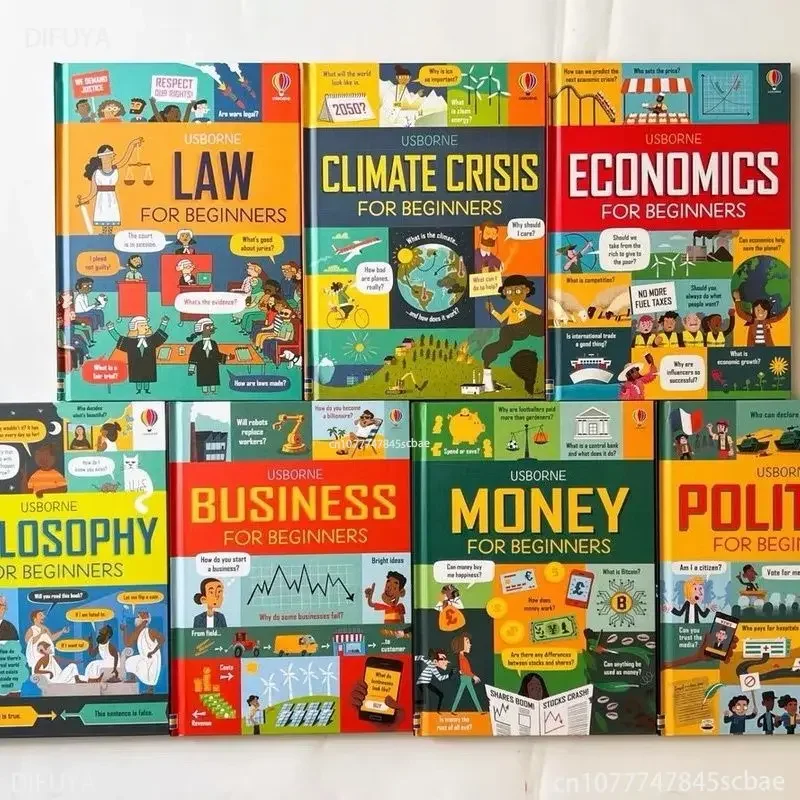 

7 английских книжек с картинками Usborne Money Business для начинающих, младшая бизнес-школа, английская версия DIFUYA