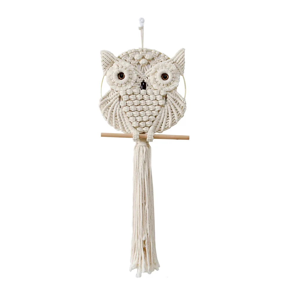 Owl Pendant Lace Wall Hanging Tapestry Art Hand Woven Bohemian Style Decoration Basket Wall Tapestry Boho Decor Home Decor view 6