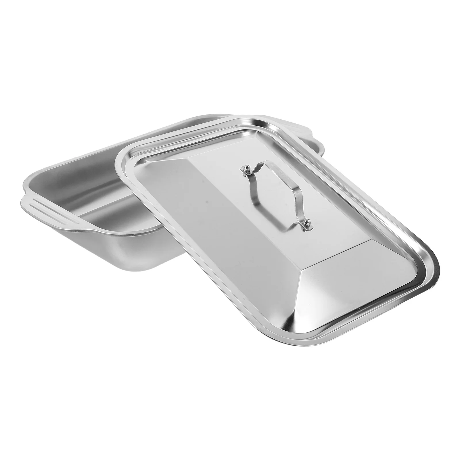 

1 Set Stainless Steel Rectangular Tray Deep Pan For Oven Grilling Roasting Baking Meat Turkey Large Cooking