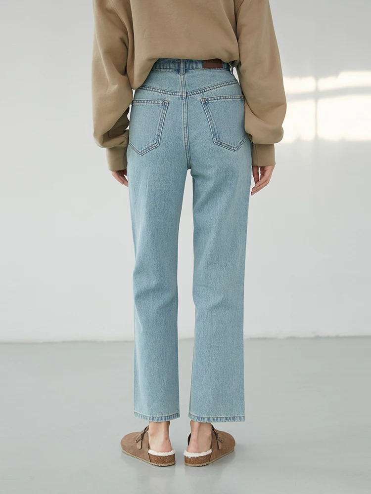 

No 93 винтажные свободные прямые джинсы с высокой талией, женские утягивающие длинные брюки с девятью точками, осень-зима, новый Sle