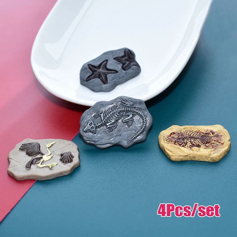 C 4Pcs Mini Simulation Dinosaur Fossil Model Dollhouse Micro Landscape Miniatures Crafts Decorations Dolls House Ornament Toy