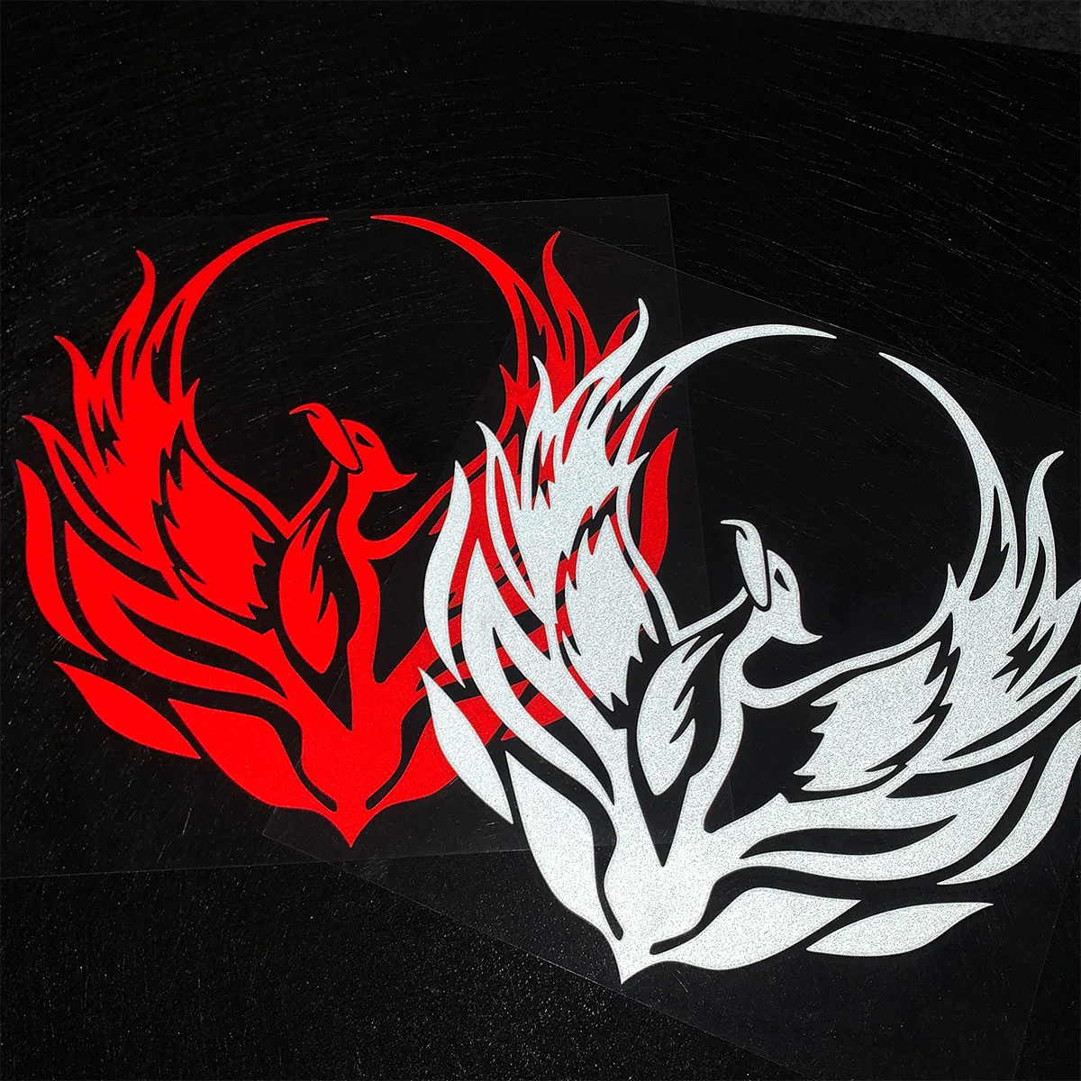 2Pcs/Set Phoenix Fire Bird Vinyl Stickers Waterproof Myth Decals For Car Motorcycle Laptop Helmet Silver/Red/Black/Holographic view 5