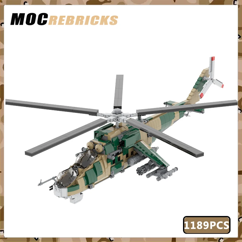 

MOC Building Block Kid Education Toys Model Fighter Loadable role Mi-24 Armed Assembly Bricks Kit Modern Military Fighter