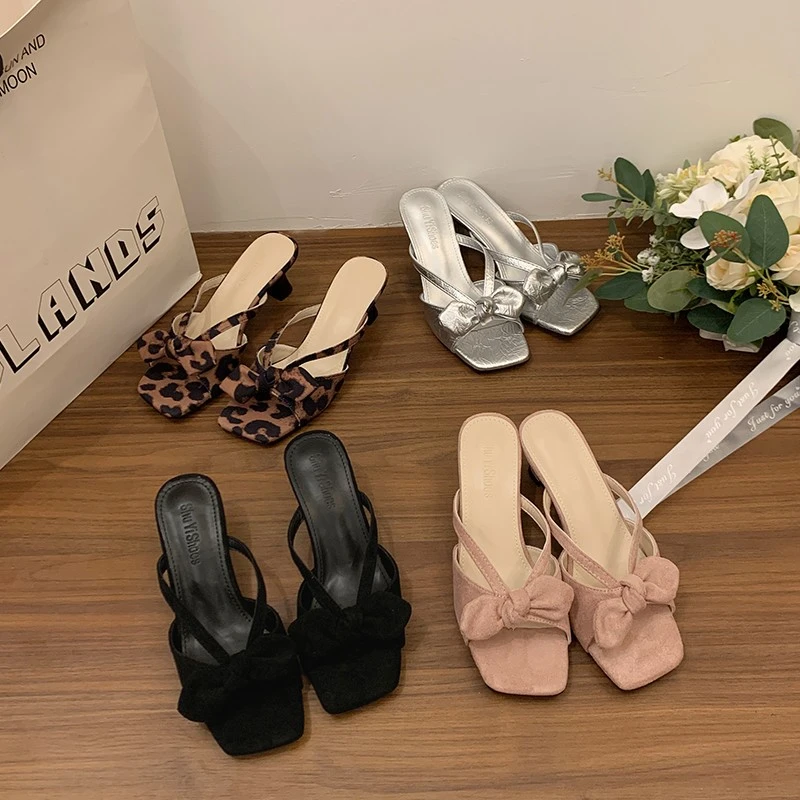 

Новинка 2024, женские сандалии для отпуска, модные туфли на высоком каблуке с открытым носком, женские повседневные модельные туфли с узлом-бабочкой, Zapatos De Mujer
