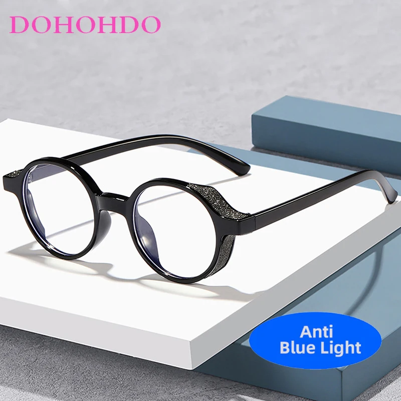 Gafas circulares de bloqueo de luz azul de diseñador de marca de lujo a la moda, gafas ópticas para hombres y mujeres, gafas de protección ocular para ordenador