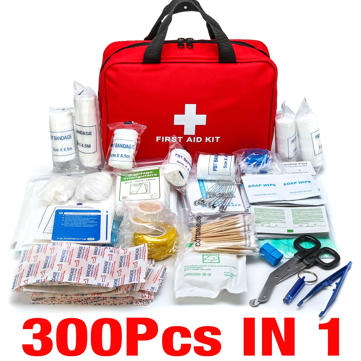 300Pcs Portable First Aid Kit Travel Outdoor Camping Home Household Emergency Bag Band Aid Bandage Treatment Pack Survival Kit