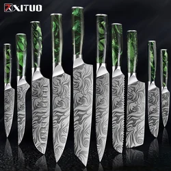 XITUO 1-8pc Kitchen knife Set Stainless Steel Pro Chef Knives Ultra Sharp Santoku Nakiri Bread Cleaver Boning Knife Cooking Tool