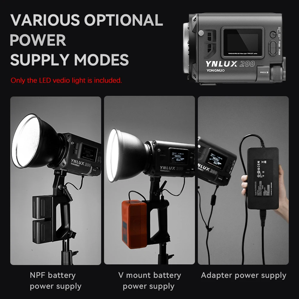 LED Video Light 200W High Power Photography Light 5600K with COB Bead 12 Lighting Scene Effects Support BT Connection