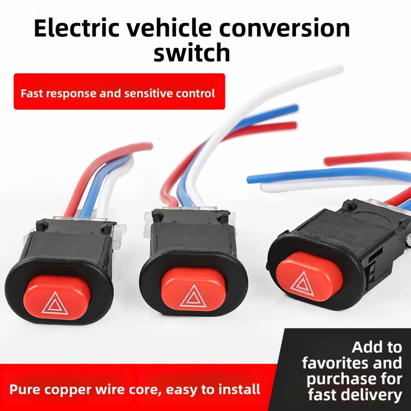 

12V Universal Motorcycle Dual Flash Hazard Switch, Push Button Emergency Flasher for 50-250cc Scooter ATV.