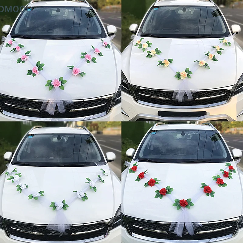 Rose Artificial Flower For Wedding Car Decoration Bridal Car Decorations White Pink Red Yellow Artificial Rose Car Decor