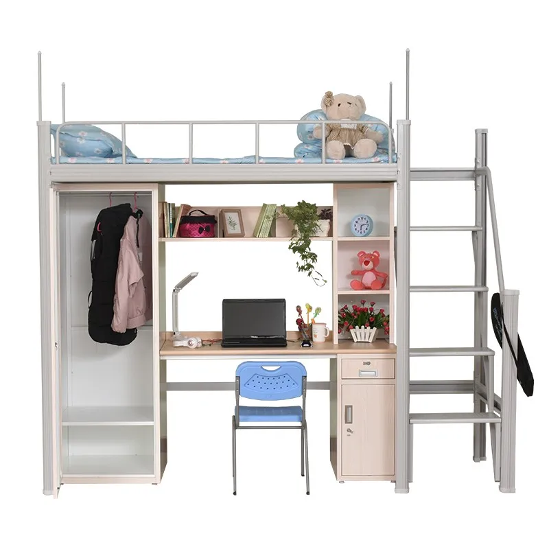 super low price single persons dormitory wardrobe book shelf study table steel bunk bed