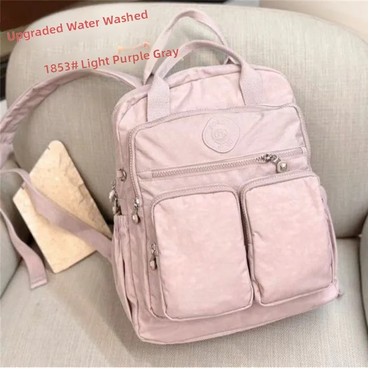 

Casual Lightweight Multi-pocket Waterproof Travel Mommy Bag Laptop Bag Soft Shoulder Strap Nylon Material Zipper Closure Unisex