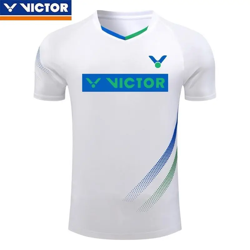 Victor 2024 New Men's and Women's Same Style Badminton Robe Sports Speed Drying Loose Comfortable Versatile Short Sleeve Top