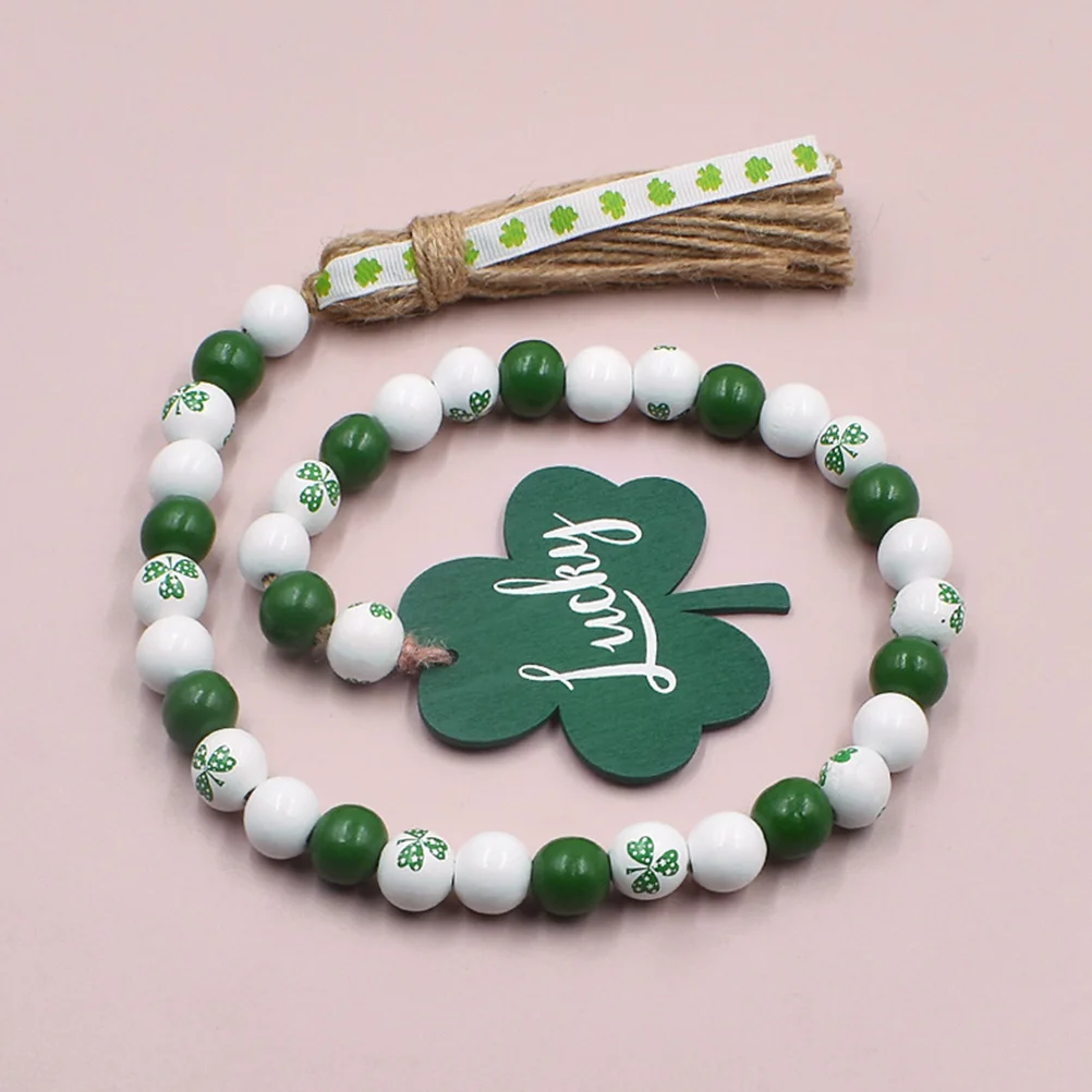 Welcome Home Decorations Irish Day Beads Garlands Wood with Tassels Decorate Green Ornaments