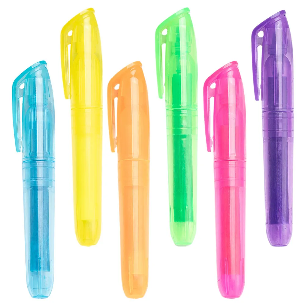 

6Pcs Portable Highlighter Pens Multi-Function Marking Tool for Reading Notes Journaling Compact Size Ideal for Backpack Bag