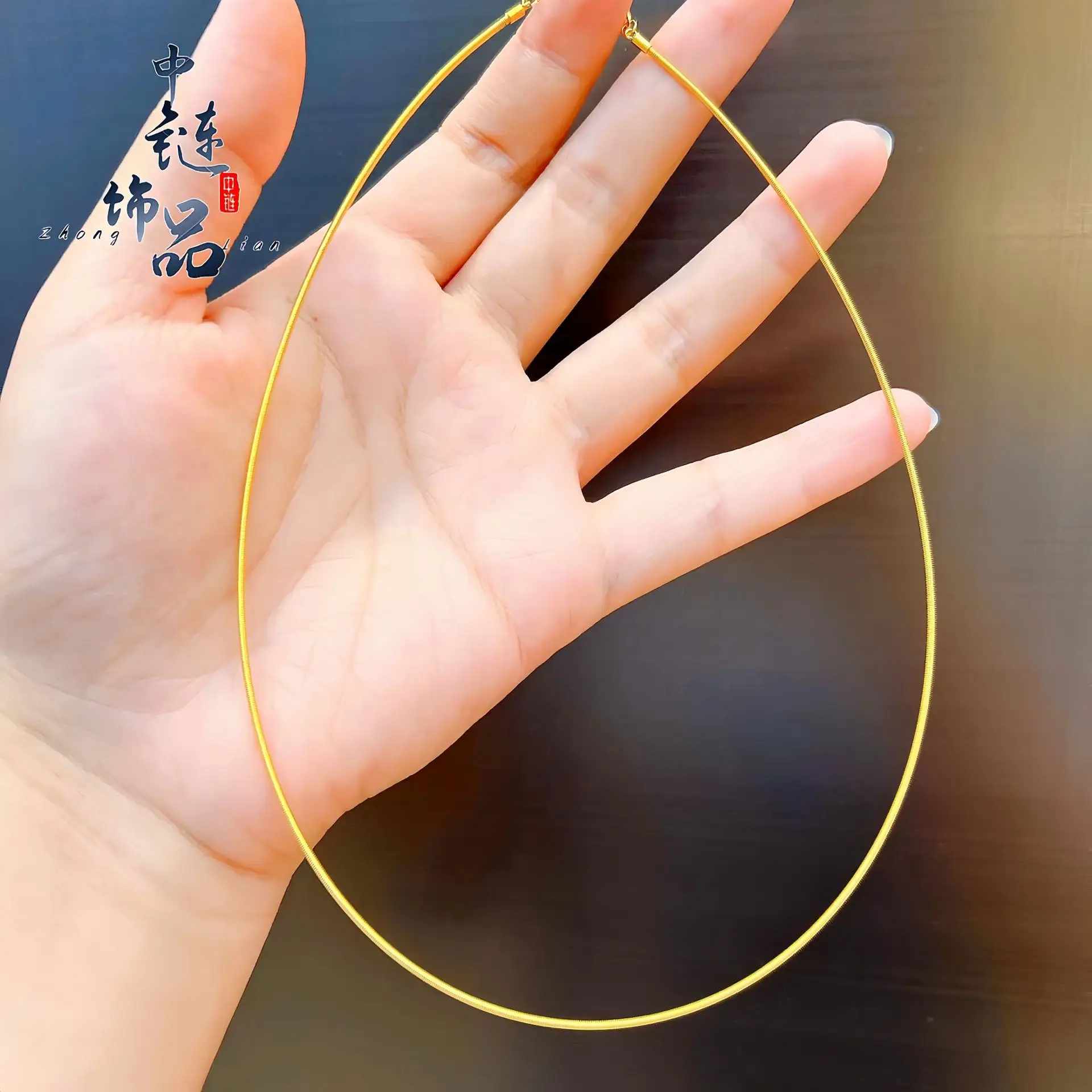 9999 gold snake bone collar for women - fashionable, simple and versatile plain collar necklace wholesale