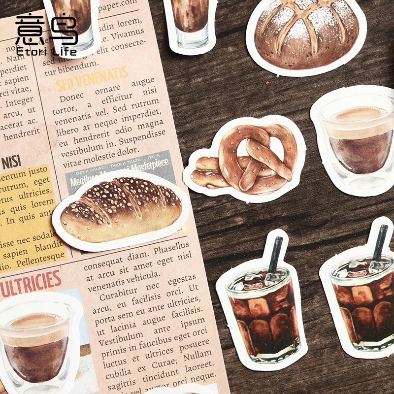 46ชิ้นสติกเกอร์คนรักกาแฟชุดกล่องขนาดเล็กกาวตกแต่งโน้ตสำหรับ F7593อัลบั้มไดอารี่