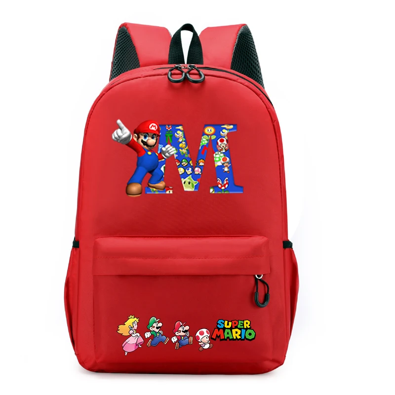 Super Mario Backpacks for Students Anime Cartoon Letter Printed Backpack Boys Girls Bilayer Schoolbags Children School Supplies