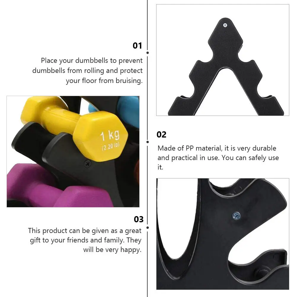 

2Pcs Dumbbell Bracket PP Material Durable Compact Size Non-Skid Design Gym Accessories Storage Stand Dumbbell Bracket