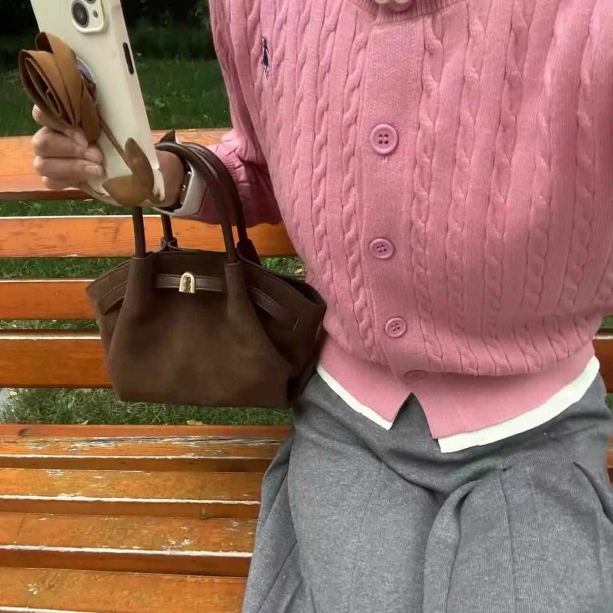 NEW Women's Fashion Commuter Leather Handbag, Large Capacity Suede Shoulder Commuter Dumpling Bag, Shoulder Bag