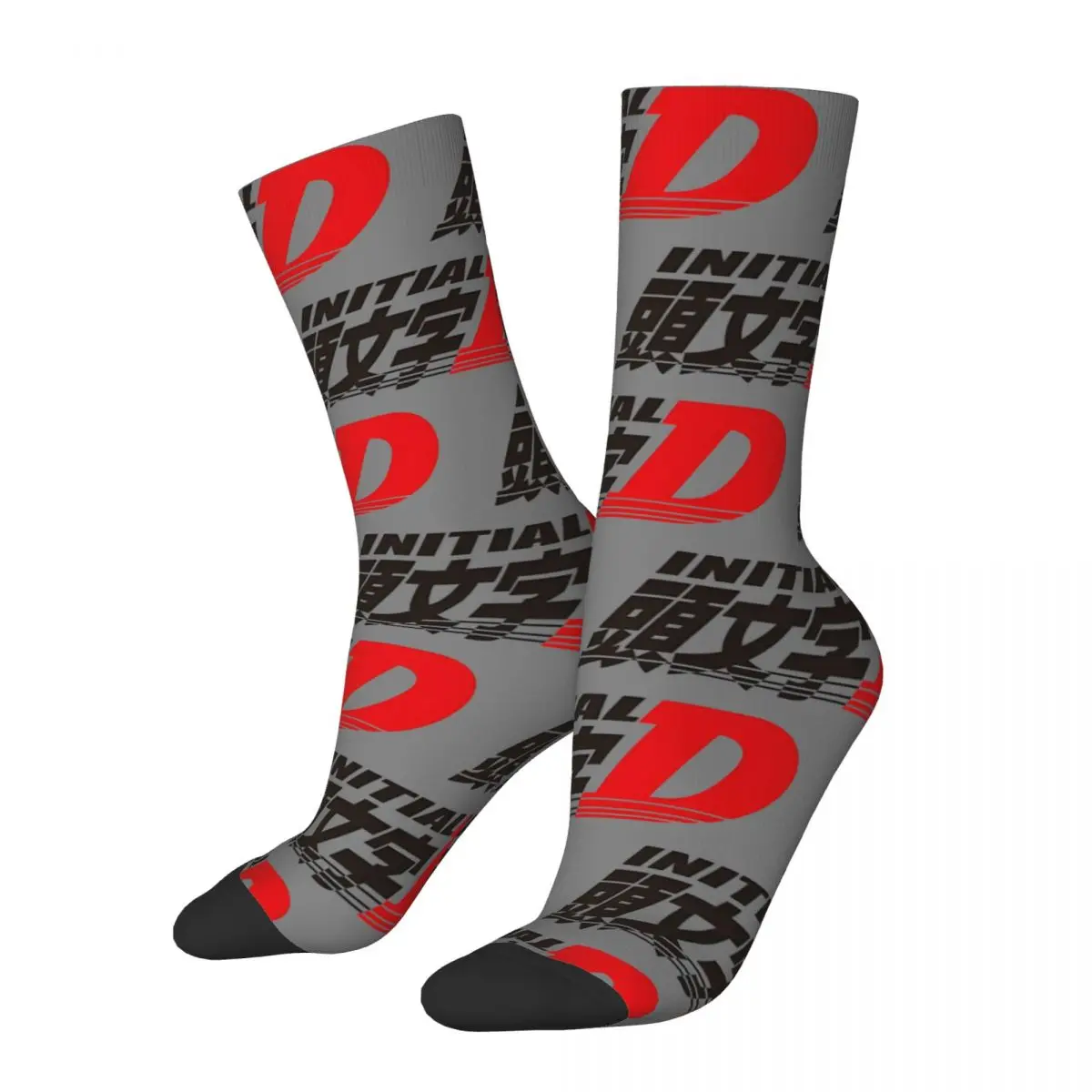 Crazy compression Initial D Logo Sock for Men Harajuku Initial D Quality Pattern Crew Sock Casual