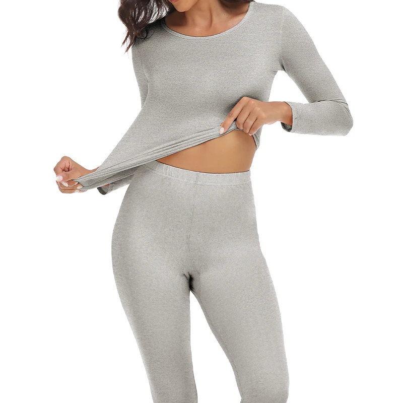 2 Pieces Long John Top Thermal Underwear Women Autumn Winter Under Layer Clothes Seamless Warm Pajamas Sets Legging