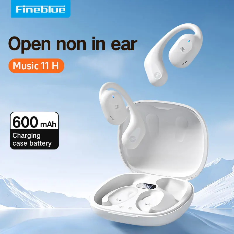 Wireless Earbuds Bluetooth 5.3 Open Ear Headphones 10H Music 600mAh Charging Case LED Display Touch Control Master-Slave Switch