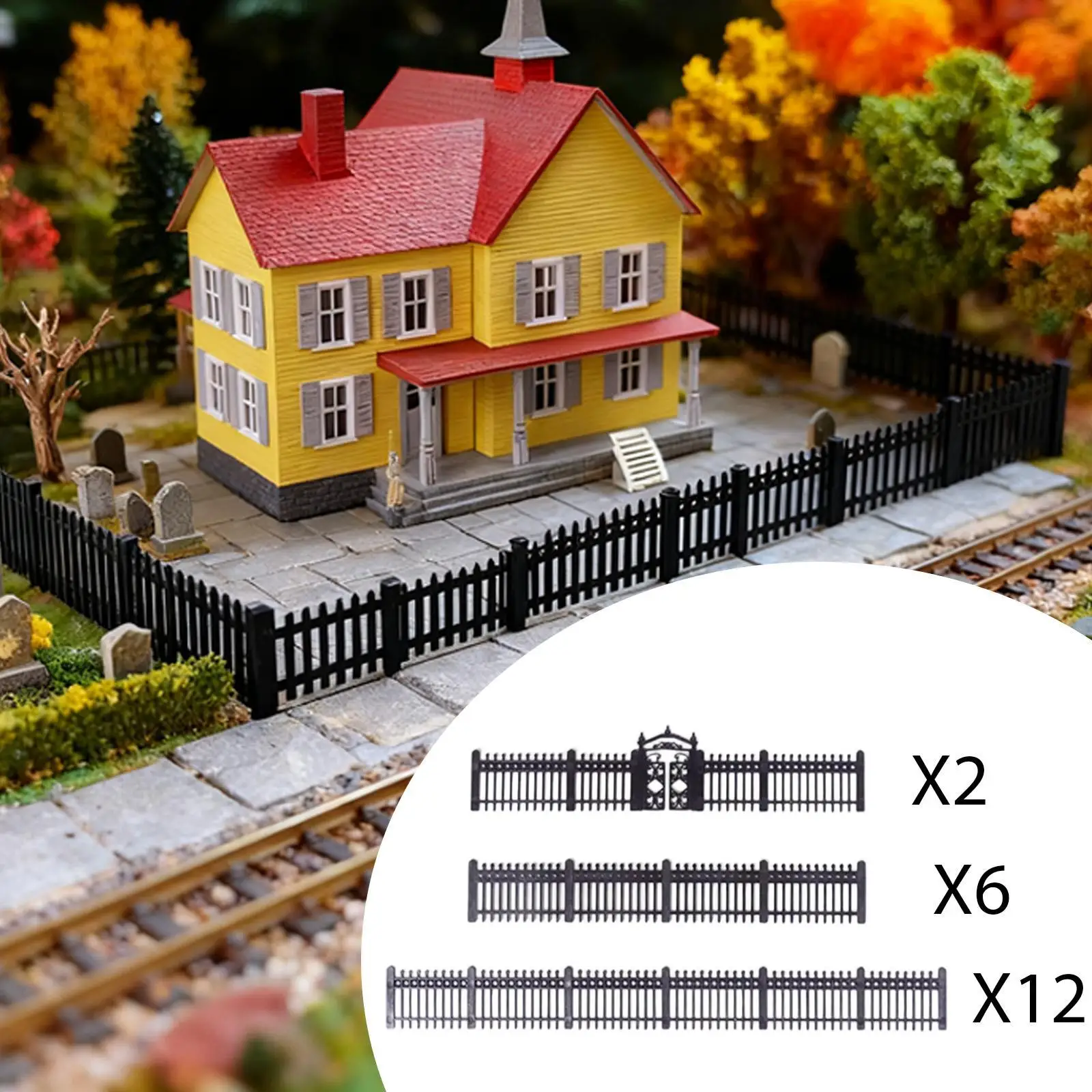 ชุดรั้วประตู HO Scale 1:87 สำหรับประกอบเอง รั้วบ้านพักตากอากาศ ชุด 20 ชิ้น ของตกแต่งฉากจำลองขนาดเล็กสำหรับโต๊ะทราย ไดโอรามา DIY
