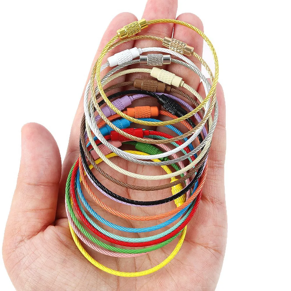 

1pc Colorful Iron Wire Keychain Cable Loop Screw Lock Rope Key Holder Keyring Key Chain Rings for Jewelry Making Supplies 50mm