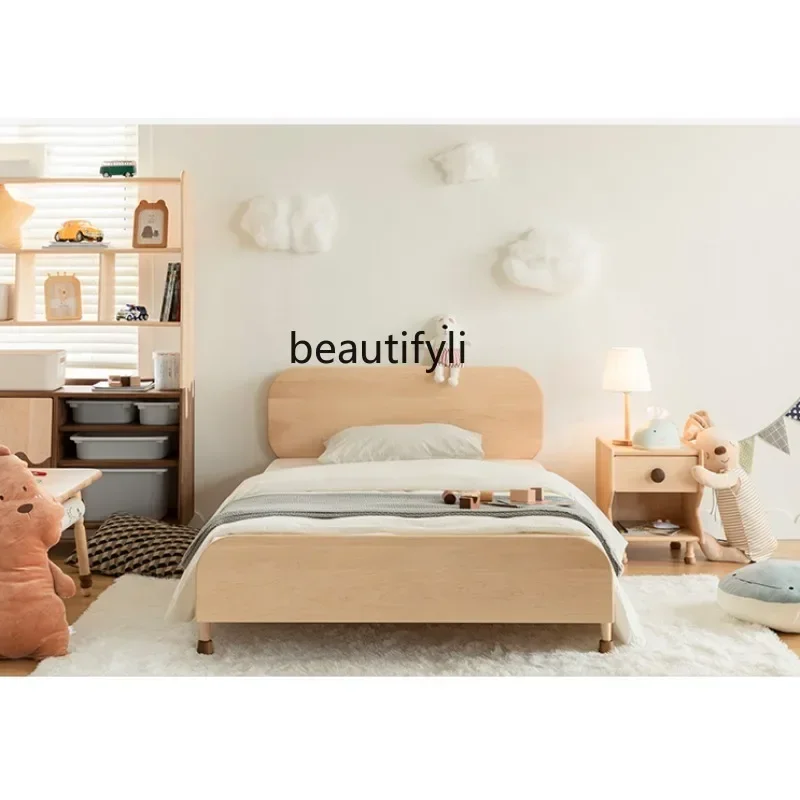 

x11Nordic Ash Wood Full Solid Wood Bed with Fence Boys and Girls Log 1.2 M 1.5 Furniture Single Bed