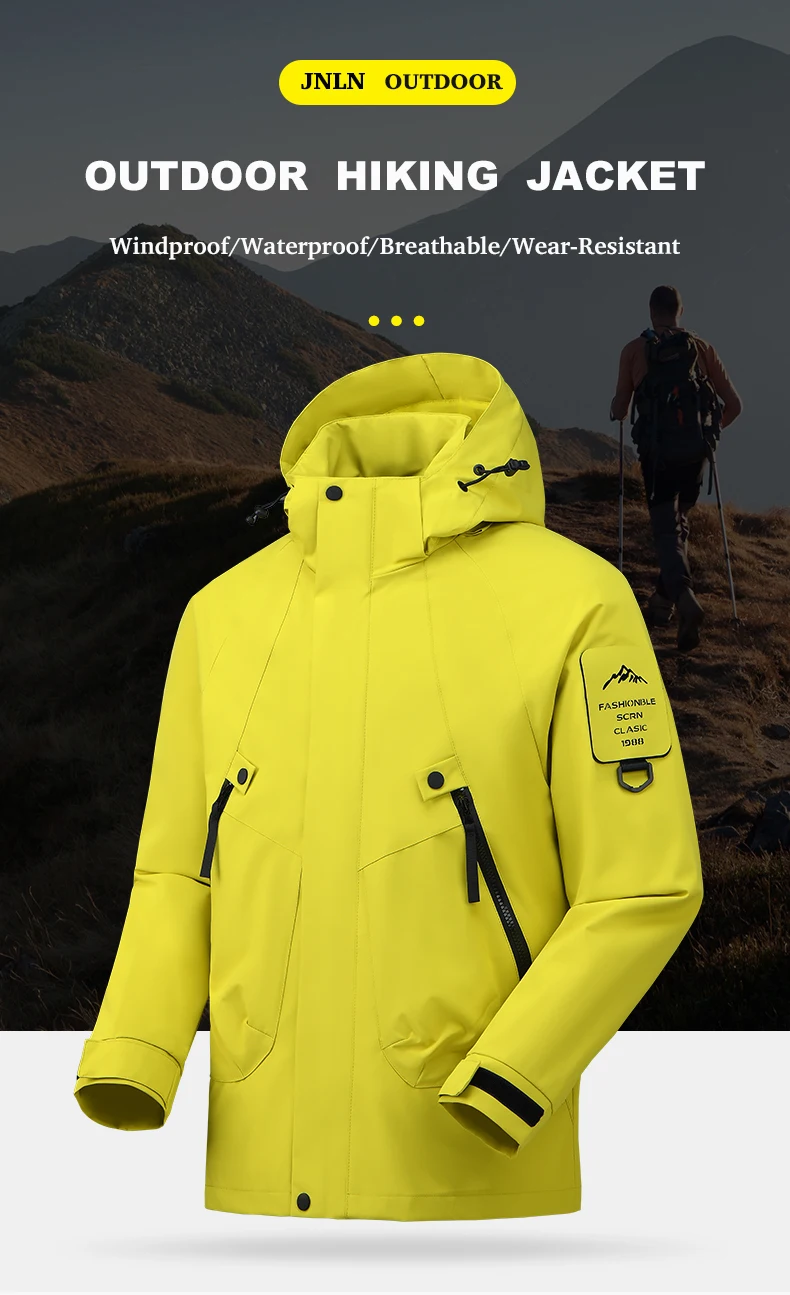 LNGXO Unisex wasserdichte Outdoor-Jacke, Windjacke, Regenmantel zum Klettern, Wandern, Camping, Trekking, Herren und Damen, winddicht, atmungsaktiv – Detail 2