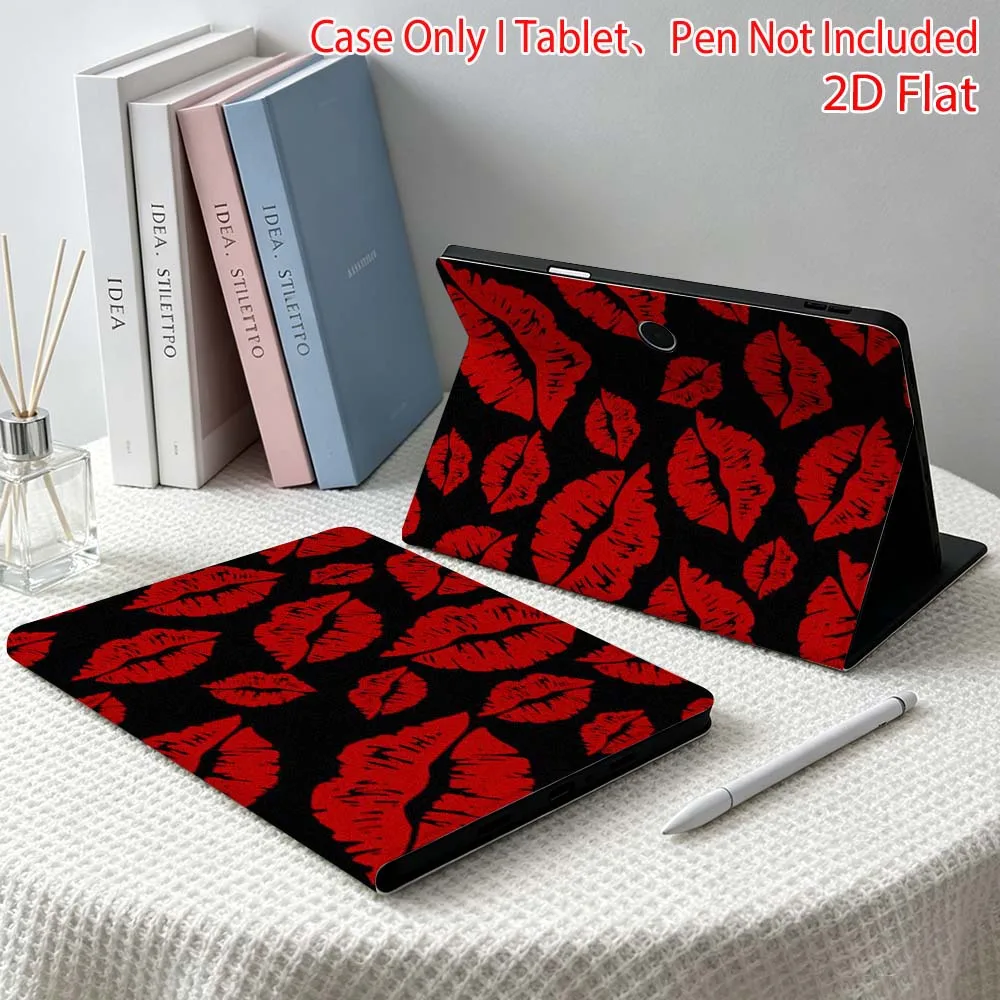 Red lip art pattern Soft For OPPO VIVO IQOO OnePlus Realme Pad 3 Pro 13 12.1 11.4 11 inch Pen Tray Tablet Case