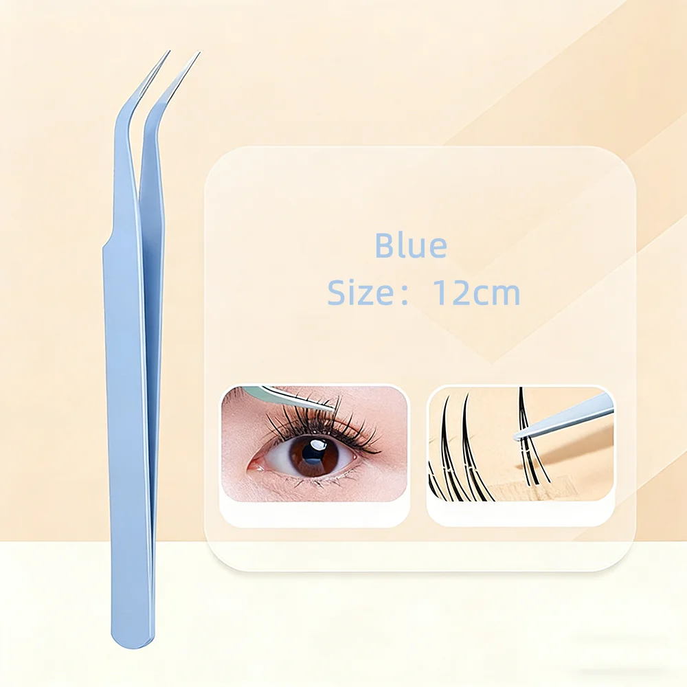 Pinzette curve dritte in acciaio inossidabile Pinzette per ciglia colorate rosa blu viola fai da te Adesivo per nail art Strumento per la raccolta di strass
