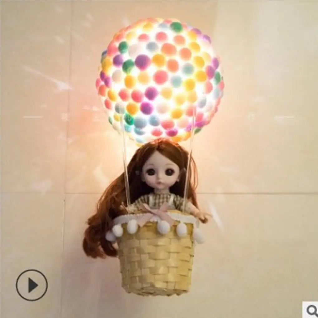 Hot Air Balloon Night Light Handmade Table Desk Lamp Decorative Light With Rattan Basket For Home Lighting Decoration