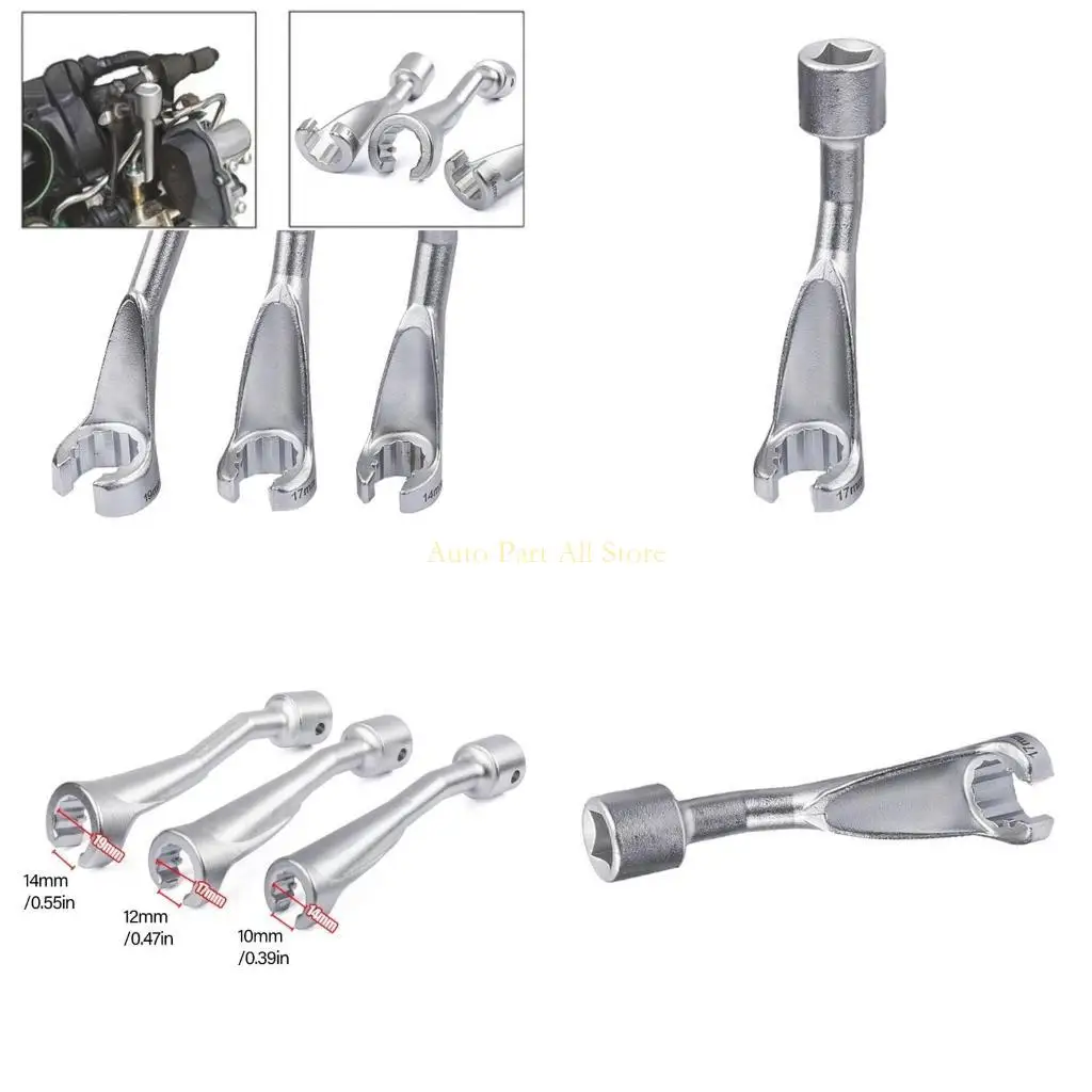 

J0MA Not Corrosion Fuels Injector Pipe Spanner 14/17/19mm Wrench Tool for Longevities
