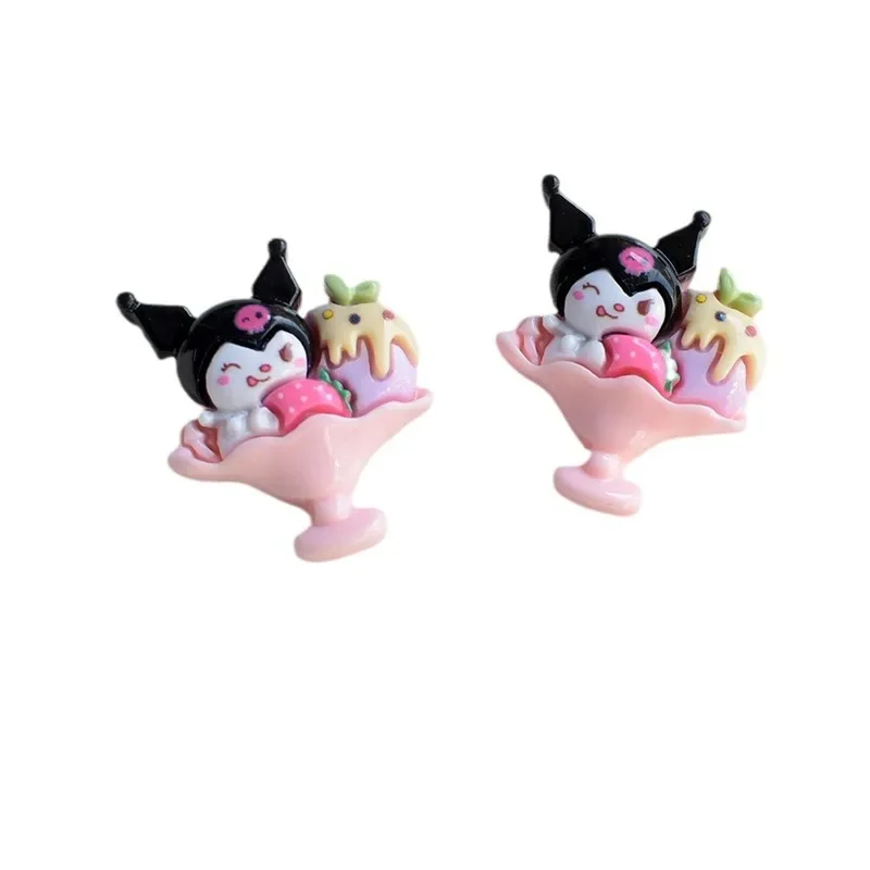 2/5pcs น่ารัก Sanrio Ice Cream การ์ตูนเรซิ่น flatback DIY Kawaii เรซิ่นอุปกรณ์เสริมหัตถกรรมวัสดุ scrapbooking embellishment