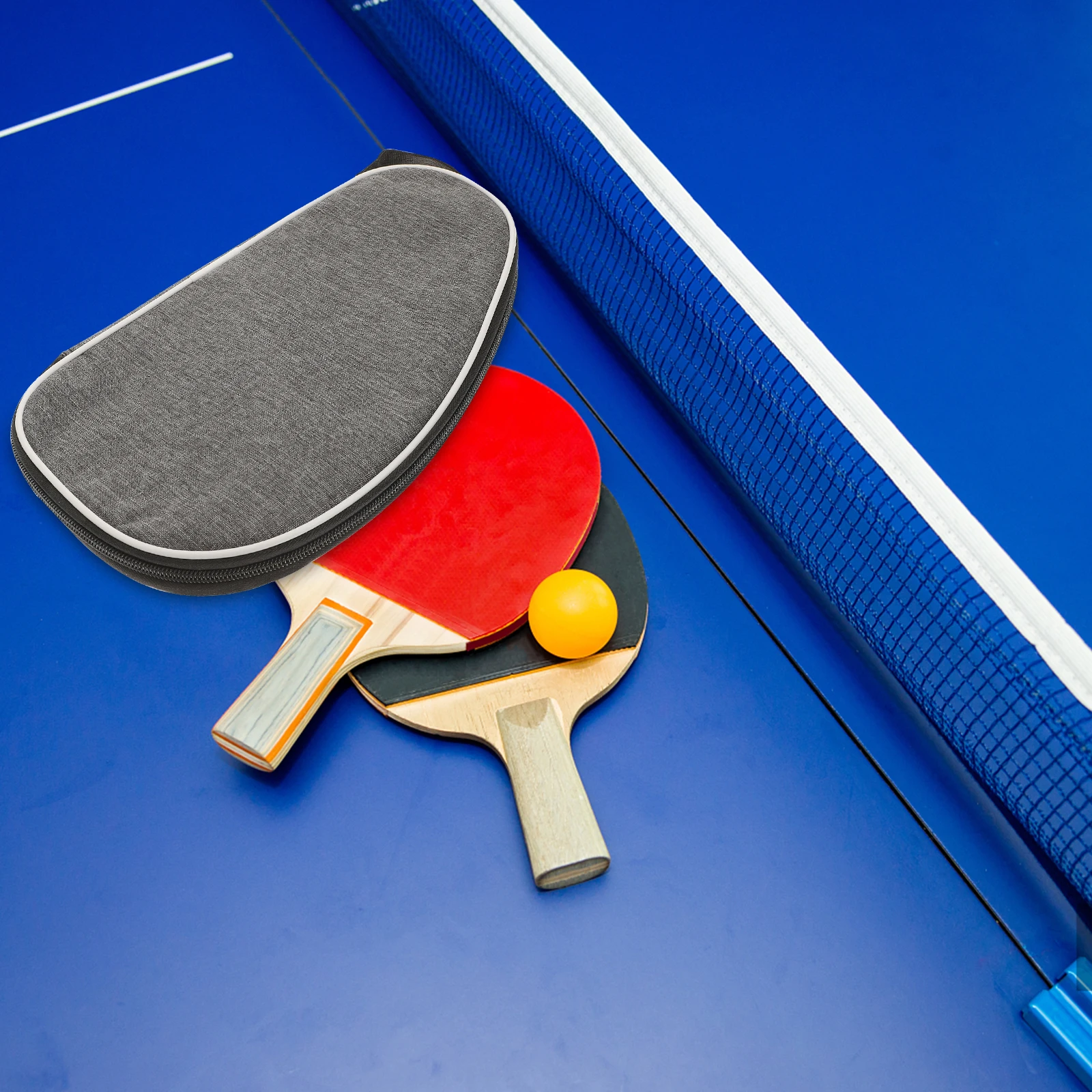

Racket Shaped Table Tennis Bag With Zipper Closure Durable Water Resistant Padded Protection For Athletes Players Grey