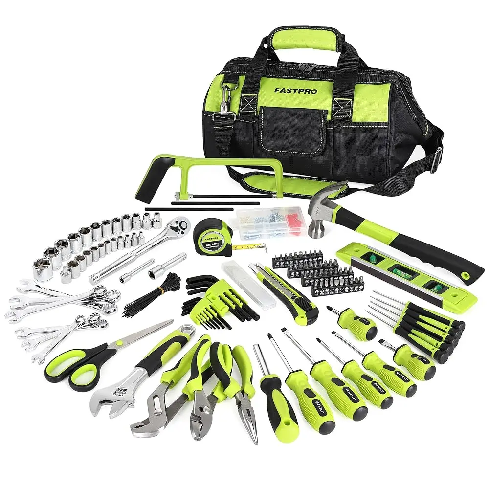 

267-Piece Home Tool Set, Household Repairing Tool Kit With 13-Inch Wide Mouth Open Tool Bag, Mechanics Hand Tool Kit For Diy,