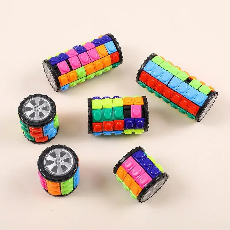 1Pcs Wheel Rotating Develop Intelligence DIY Cylindrical Puzzle 3D Corn Cube Tower 3/5/7 Layers Cylinder Stress Relief Toy