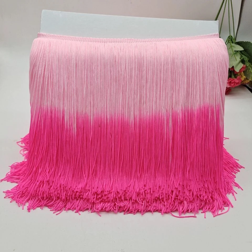 Two-Tone 20CM Fringe Tassel Trimming Per Yard Lace Nylon Quilting For Patchwork DIY Decorative Accessory Latin Dress Handwork