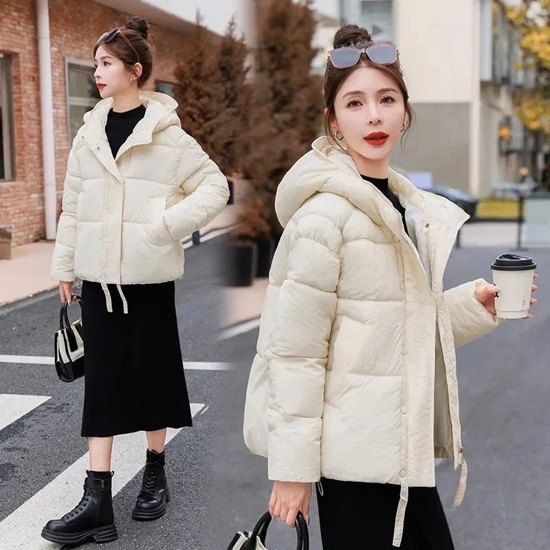 Purple Cotton Coat Short Down Cotton Coat Women Autumn Winter 2024New Fashion Korean Version Thickened Cotton Coat Loose Outcoat