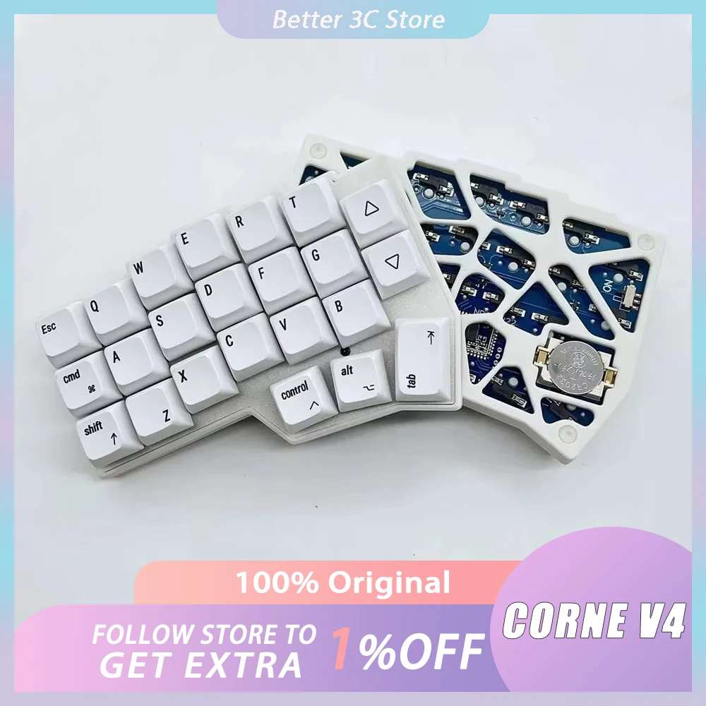 CORNE V4 2.4G Wireless Split Keyboard Split Mechanical Keyboard Hot Swap Corne Wireless Customized Support VIAL Ergonomic 46keys