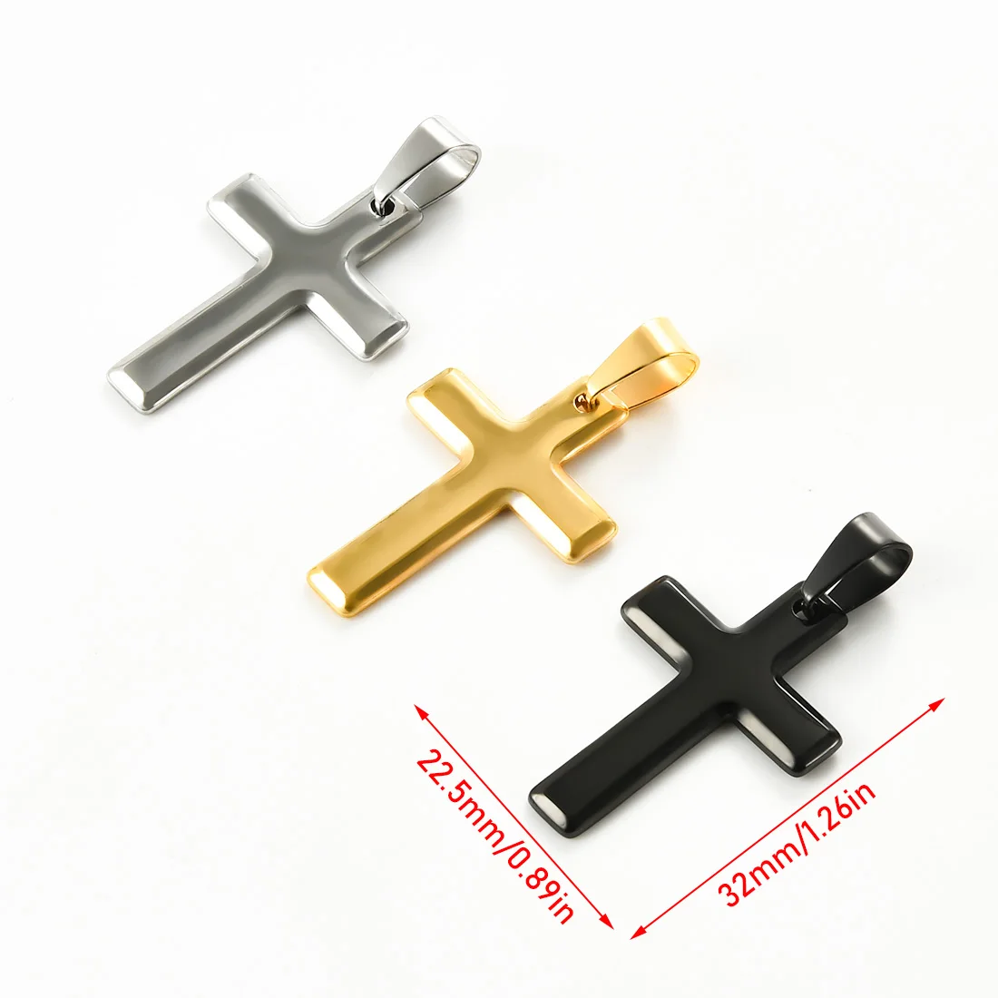 Small Stainless Steel Cross Pendant Necklace High Polished Simple Chrisitian Jesus Prayer Charms Amulet Jewelry For Men Women
